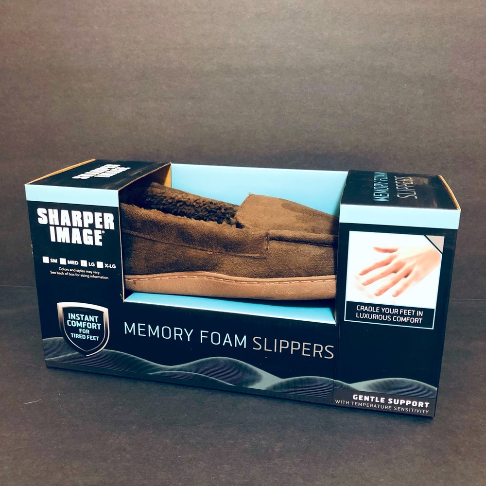New SHARPER IMAGE Men's Memory Foam Slippers
